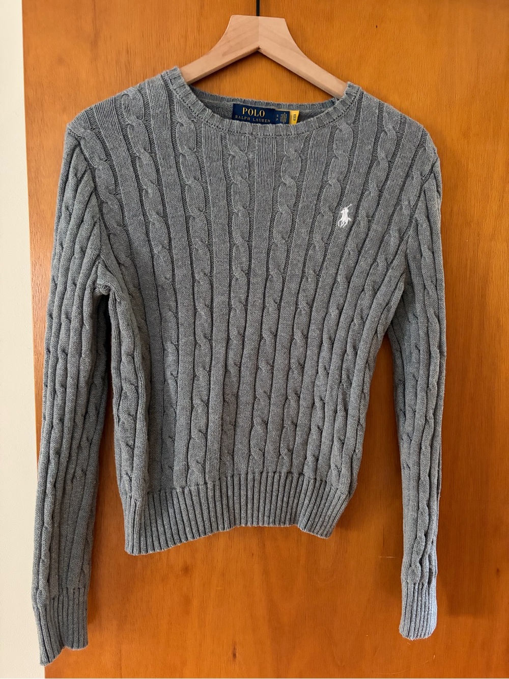 Polo by Ralph Lauren Gray Cable-Knit Crewneck Sweater
